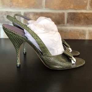 Miu Miu green snakeskin heels 38 8